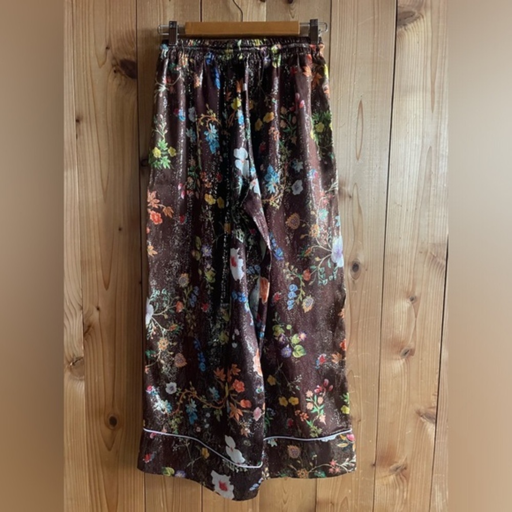Cynthia Rowley Gold Lurex Floral Lounge Pants XS EUC